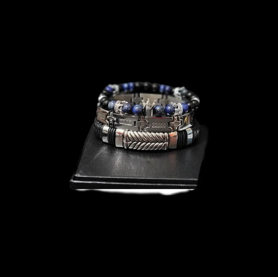 Men' Lapis Lazuli and Onyx Bracelet set