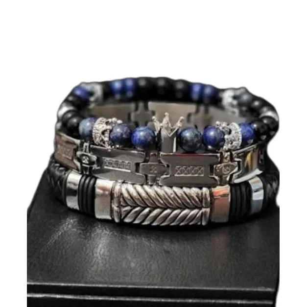 Men' Lapis Lazuli and Onyx Bracelet set