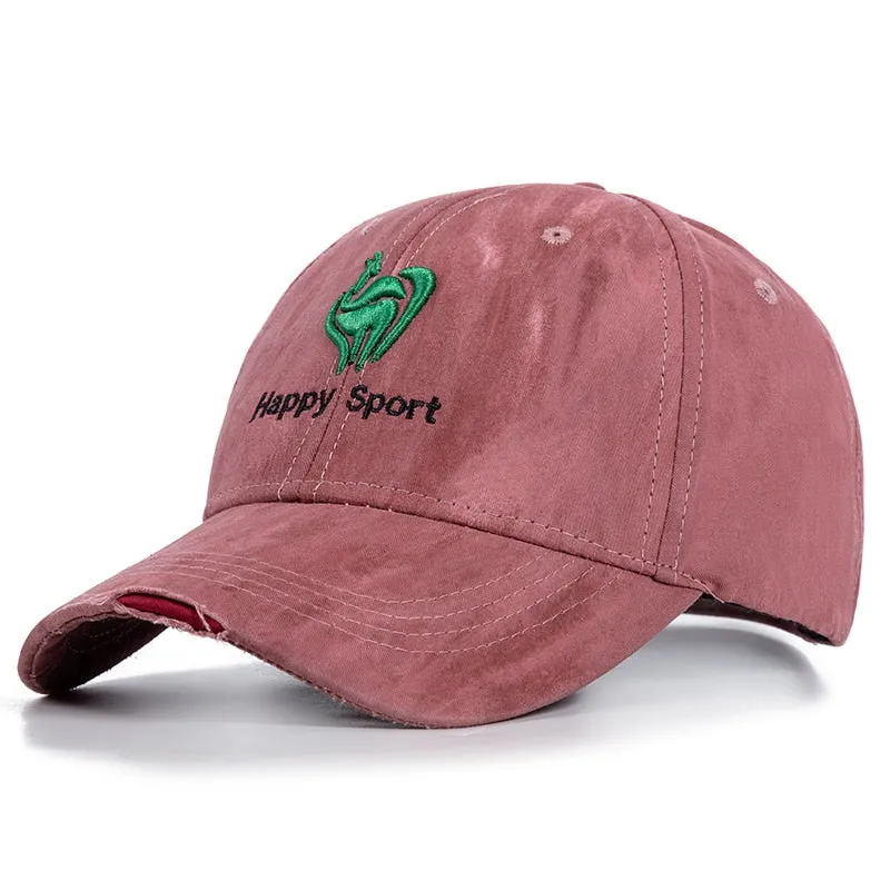 Men's Cotton Baseball Cap Green Big Cock Embroidery Summer Hats For Men Happy Sport Outdoor Hole Edging Caps