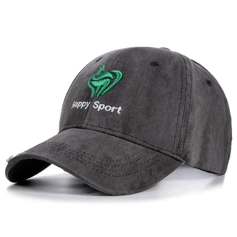 Men's Cotton Baseball Cap Green Big Cock Embroidery Summer Hats For Men Happy Sport Outdoor Hole Edging Caps