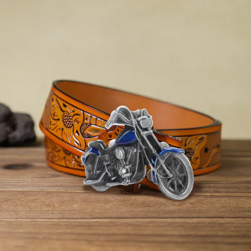 Men's DIY Cool Motorcycle Buckle Leather Belt