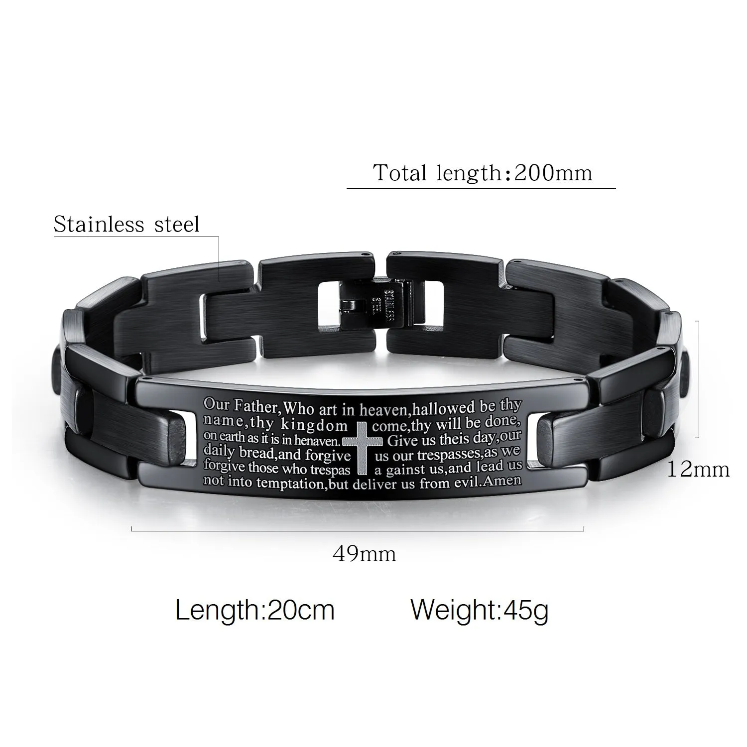 Men's Fashion Bible Cross Bracelet