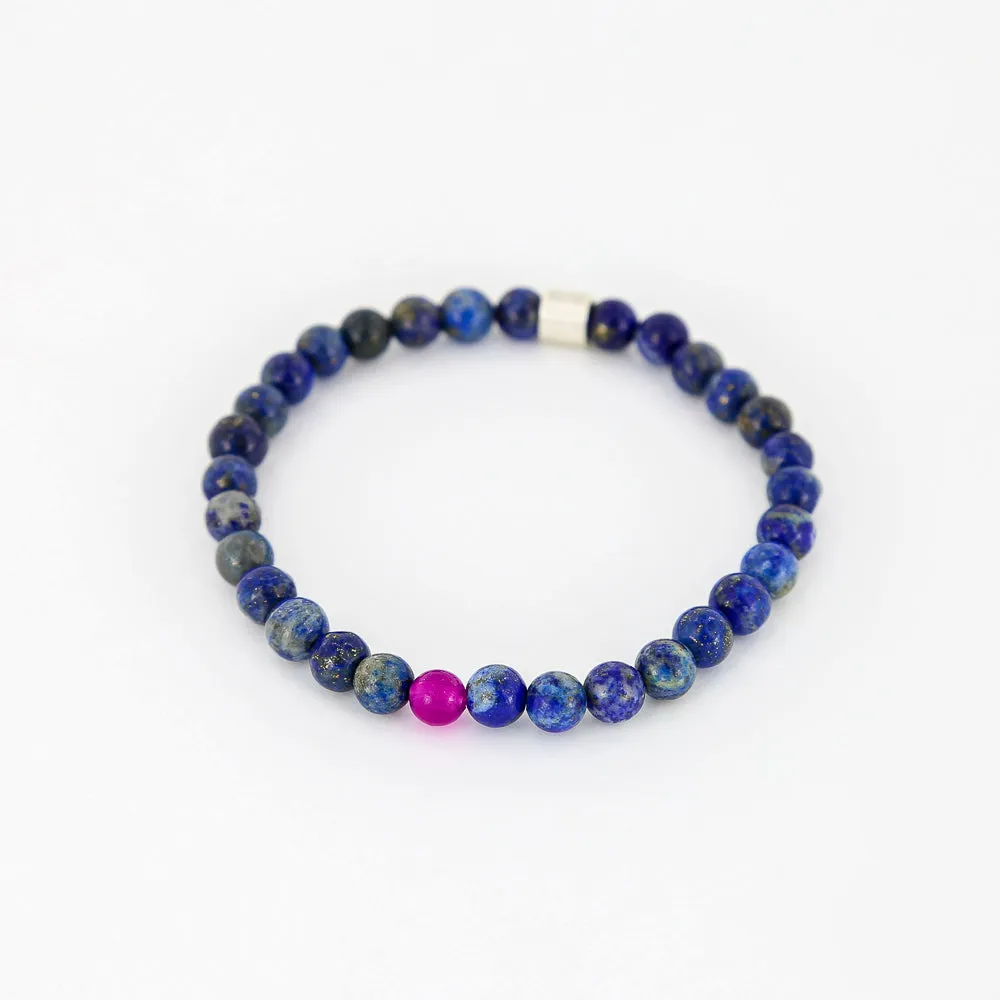 Men's Rayminder UV Awareness Bracelet in 6mm Lapis Lazuli