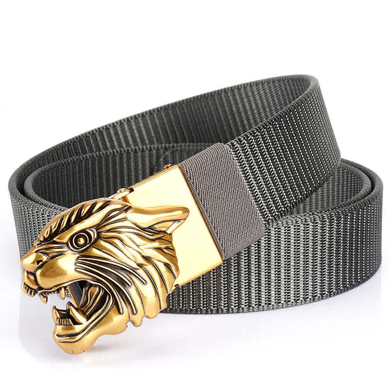 Men's Roaring Tiger Head Nylon Belt