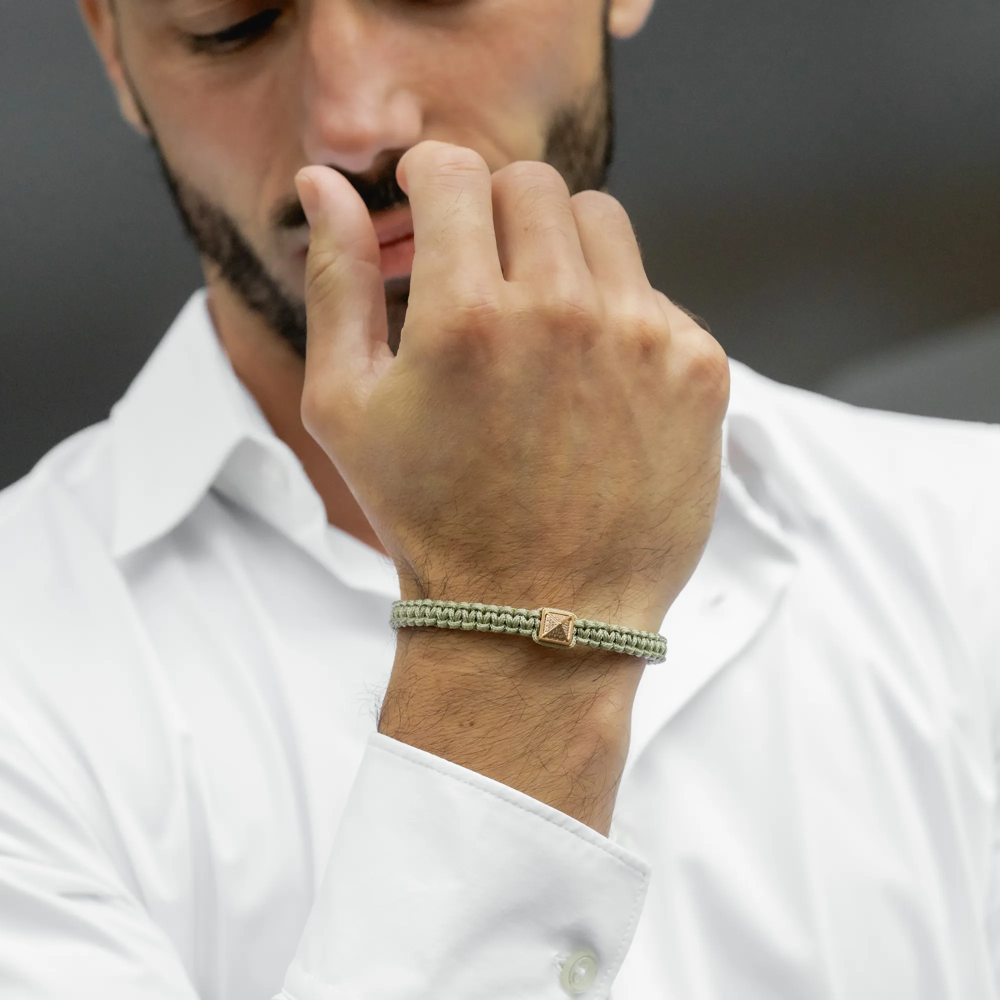 Men's Rose Gold Pyramid Bracelet with Zircon