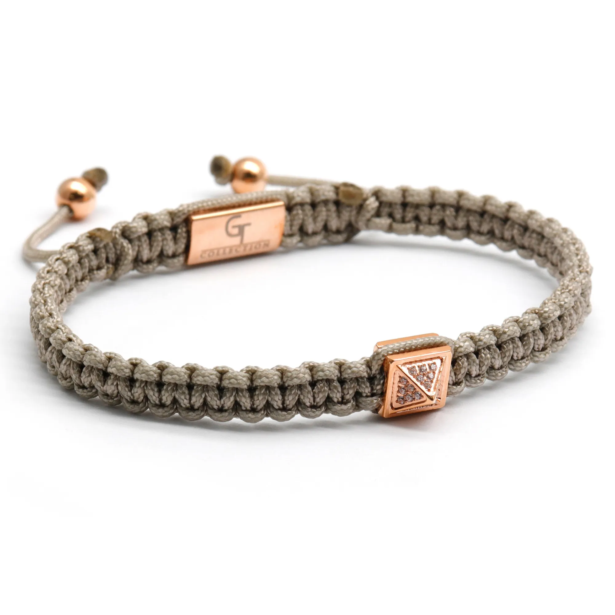 Men's Rose Gold Pyramid Bracelet with Zircon