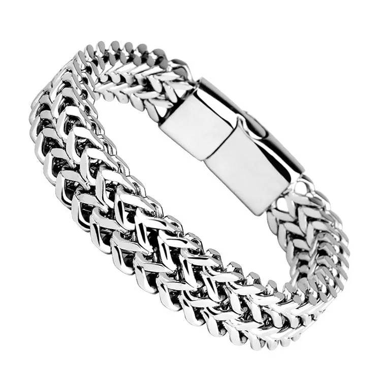 Men's stainless steel magnet buckle bracelet