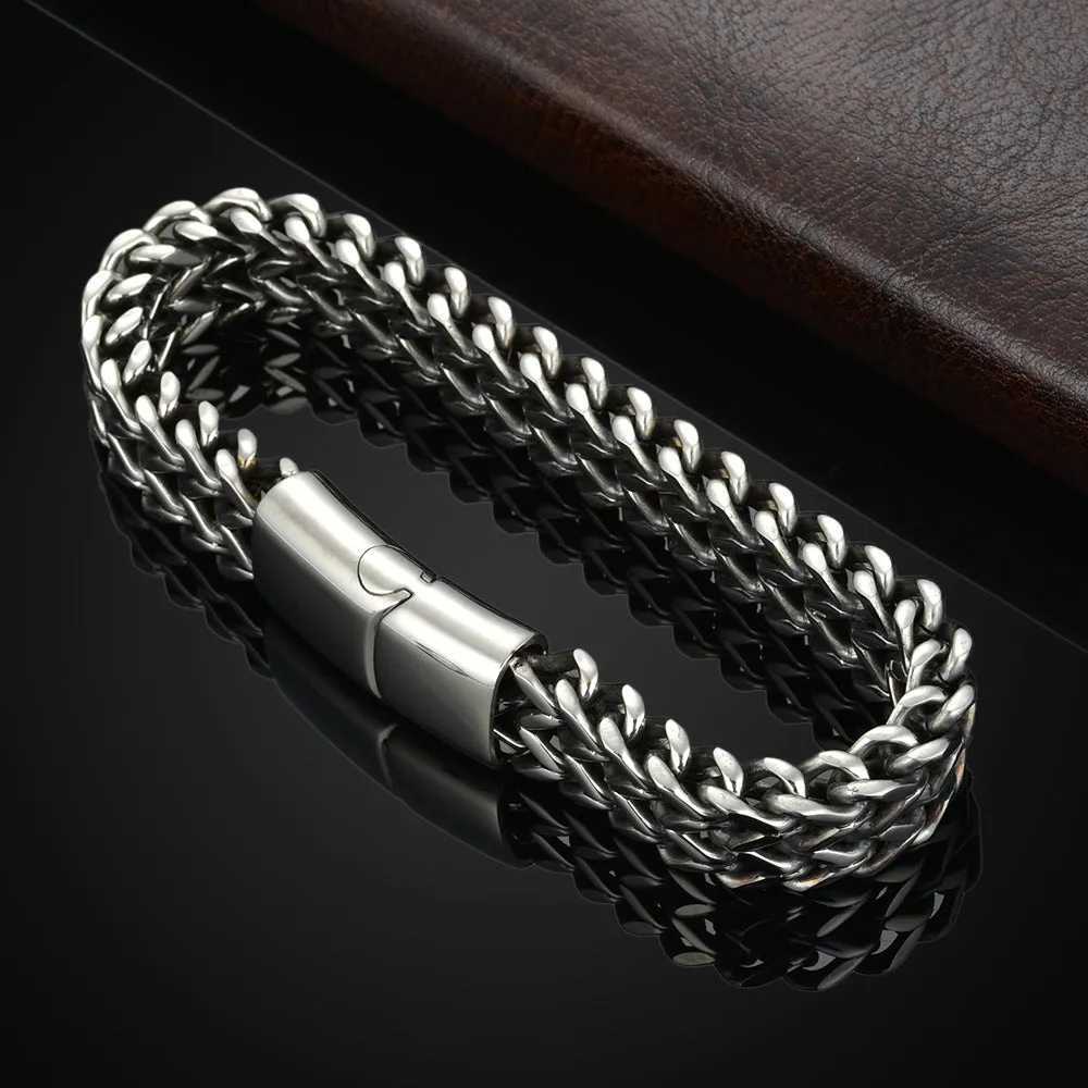 Men's stainless steel magnet buckle bracelet