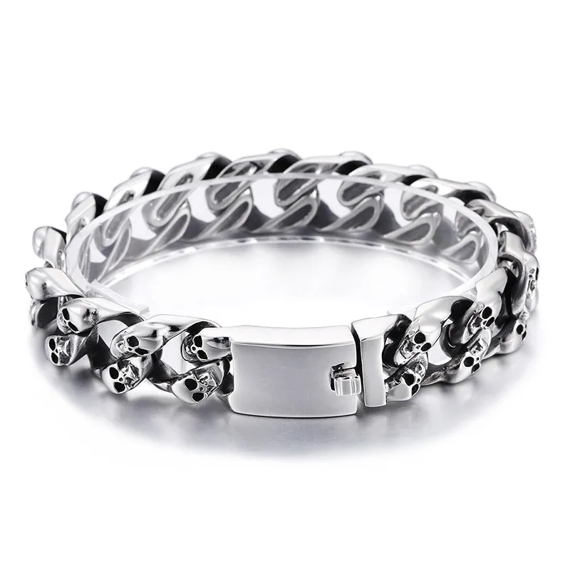 Men's Titanium Steel Skull Bracelet - Trendy Korean-Inspired Thick Jewelry for the Bold