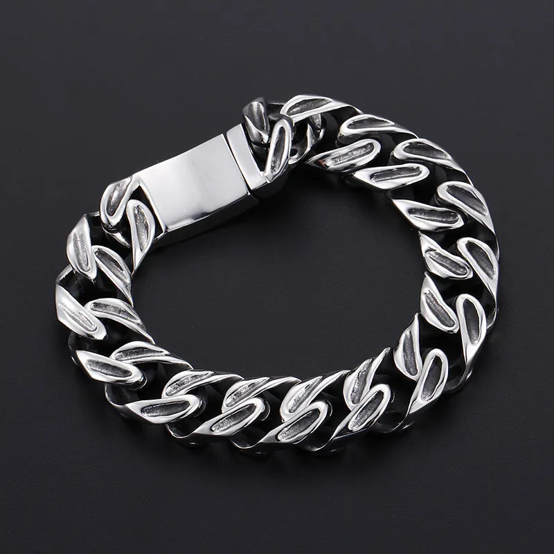 Men's Titanium Steel Skull Bracelet - Trendy Korean-Inspired Thick Jewelry for the Bold