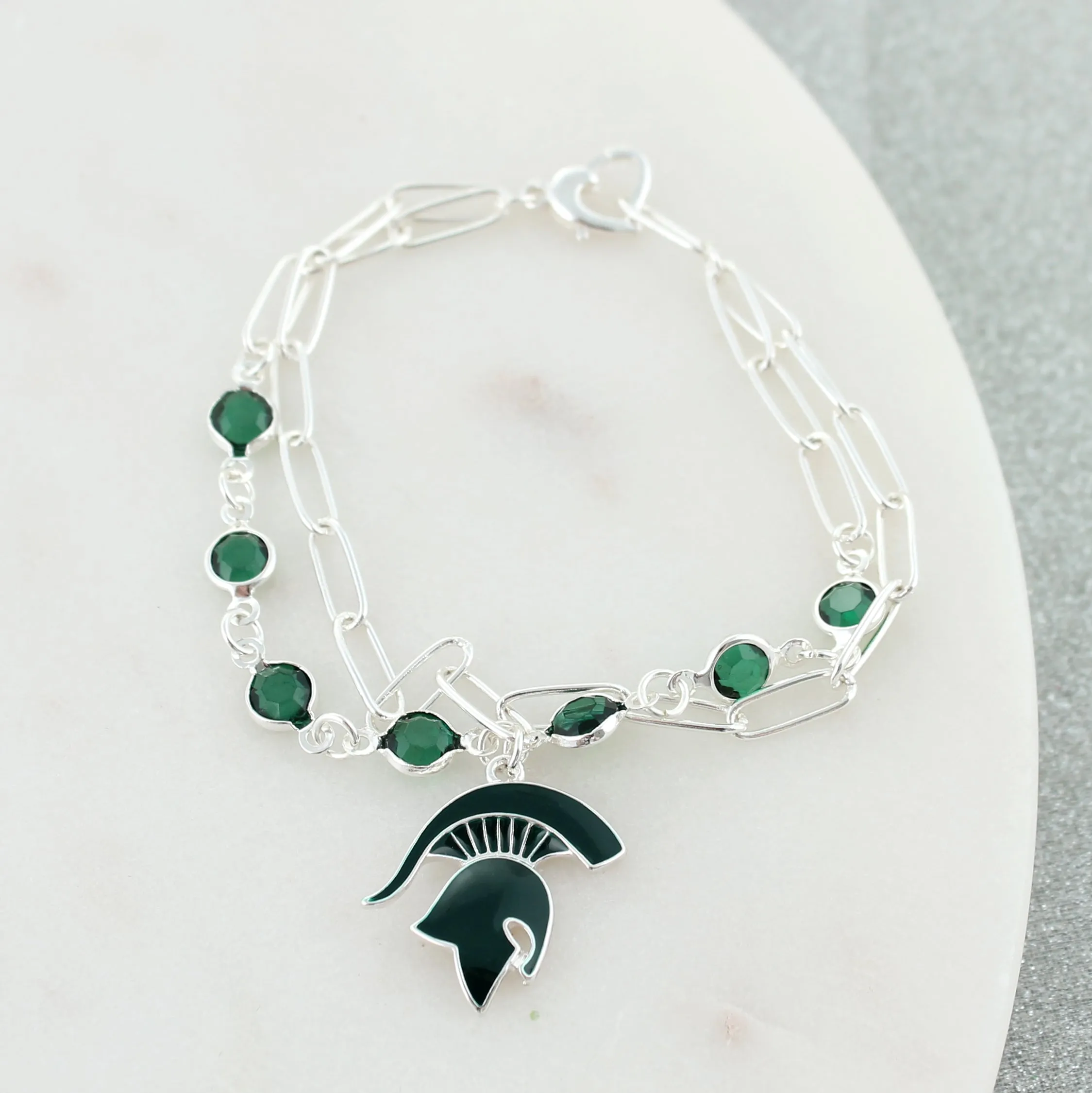 Michigan State Paperclip Chain & Enamel Logo Bracelet