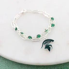 Michigan State Paperclip Chain & Enamel Logo Bracelet