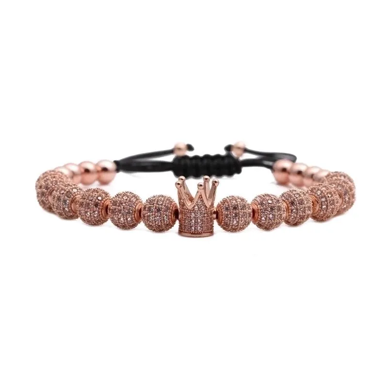 Micro-inlaid Zircon Diamond Ball Crown Woven Adjustable Bracelet