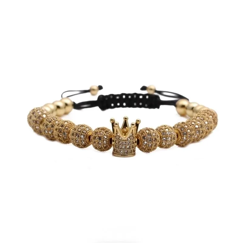 Micro-inlaid Zircon Diamond Ball Crown Woven Adjustable Bracelet