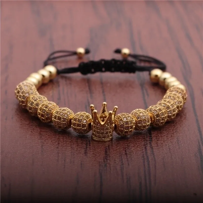 Micro-inlaid Zircon Diamond Ball Crown Woven Adjustable Bracelet