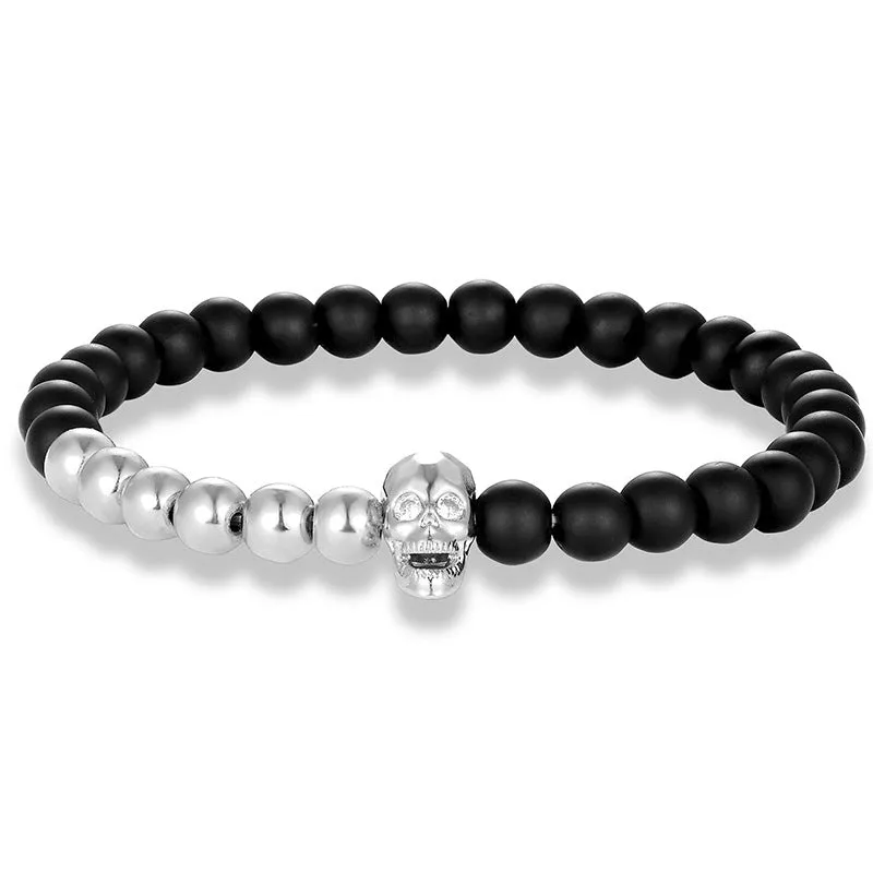 Micro Inlaid Zircon Skull Bracelet Frosted