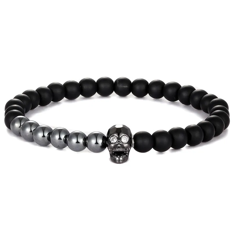 Micro Inlaid Zircon Skull Bracelet Frosted