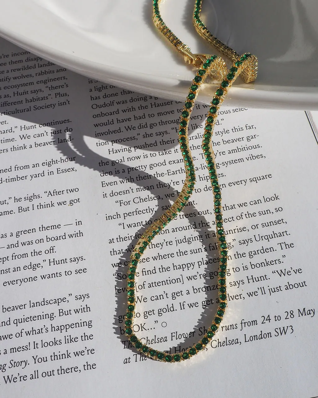 Mini Ballier Necklace- Emerald Green- Gold