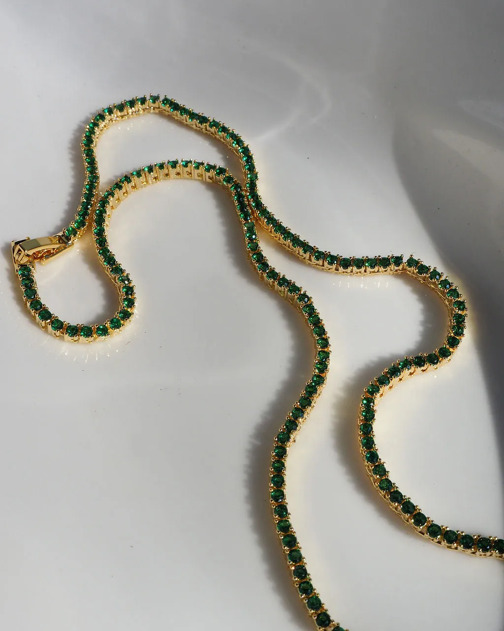 Mini Ballier Necklace- Emerald Green- Gold