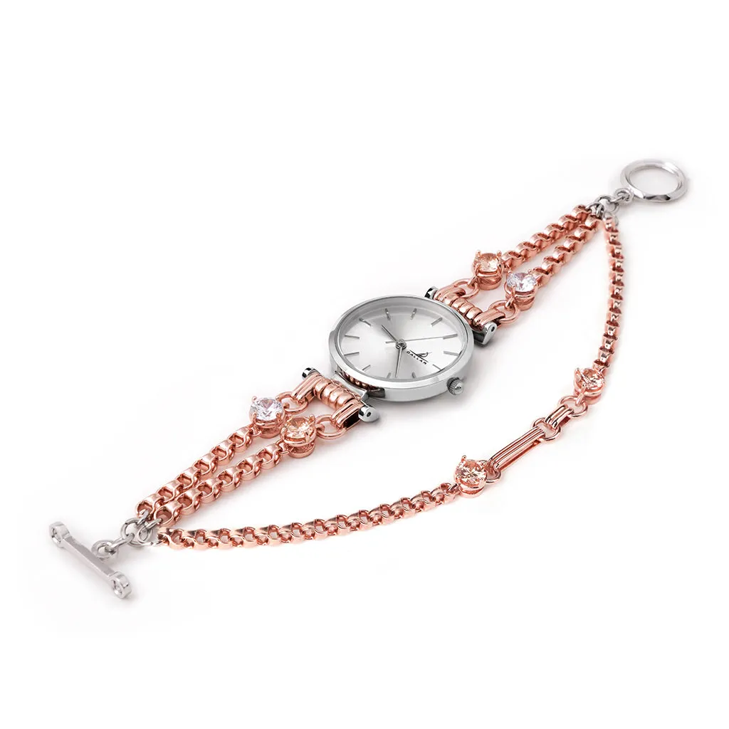 Mini Gems Watch with Chain [Pink gold]