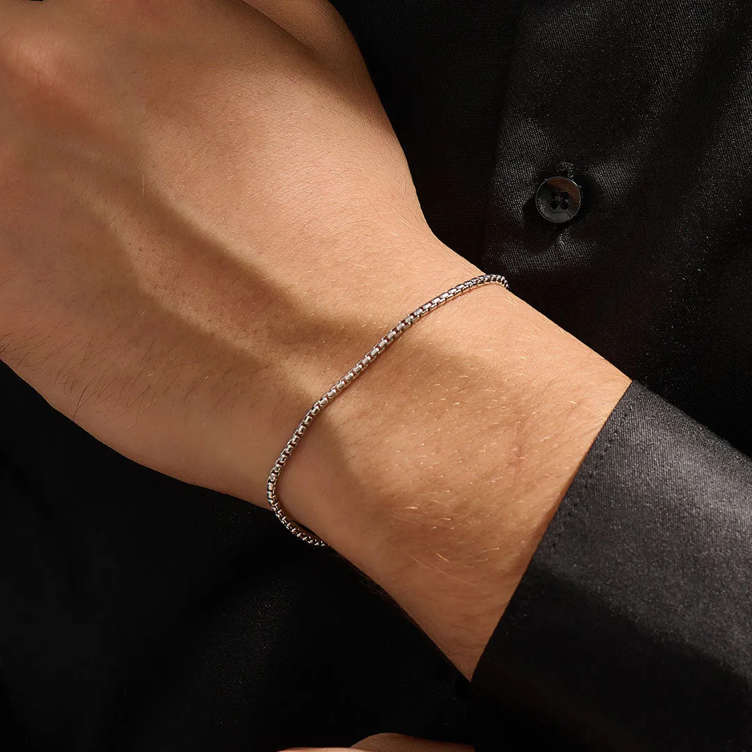 Minimalist Box Chain Bracelet in Silver