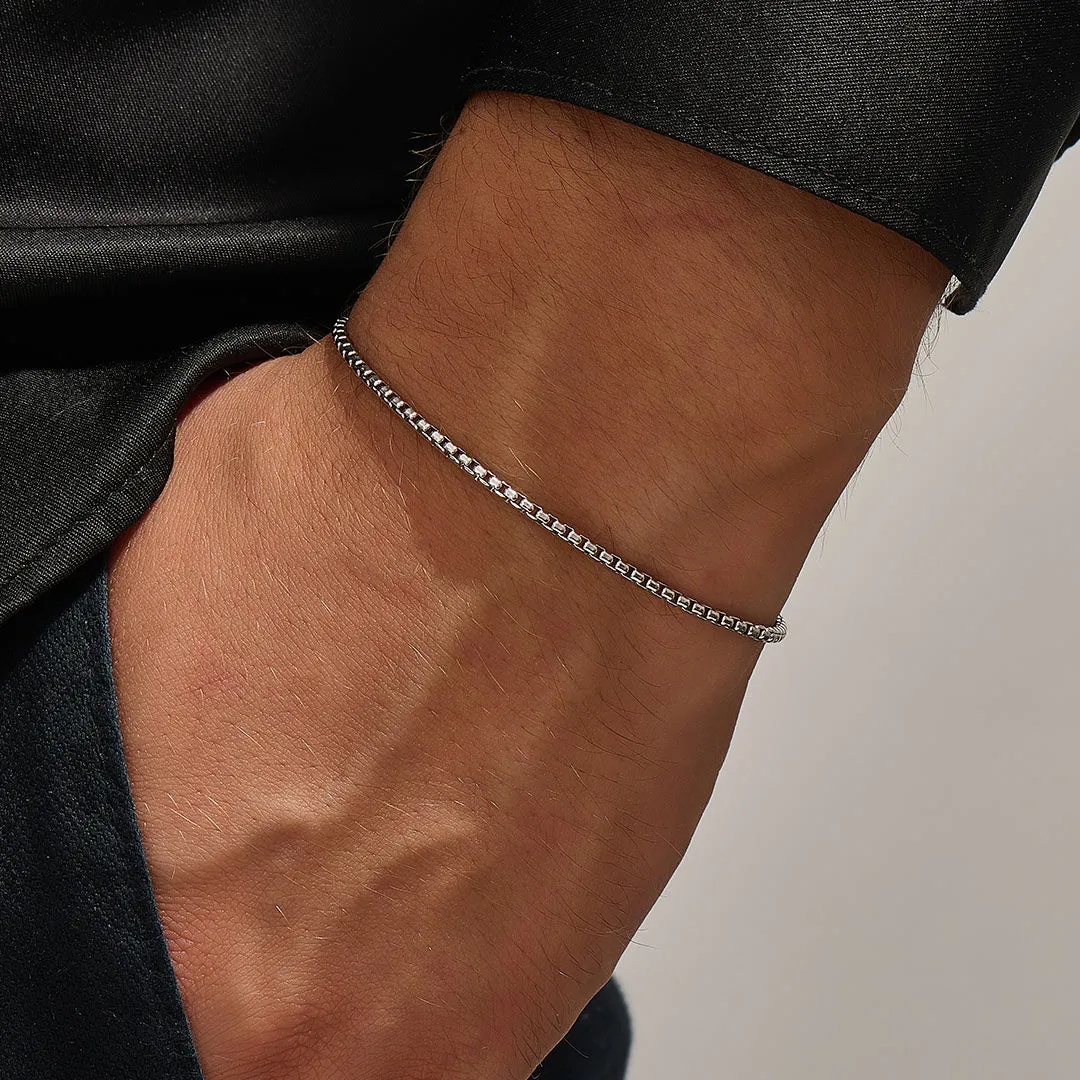 Minimalist Box Chain Bracelet in Silver