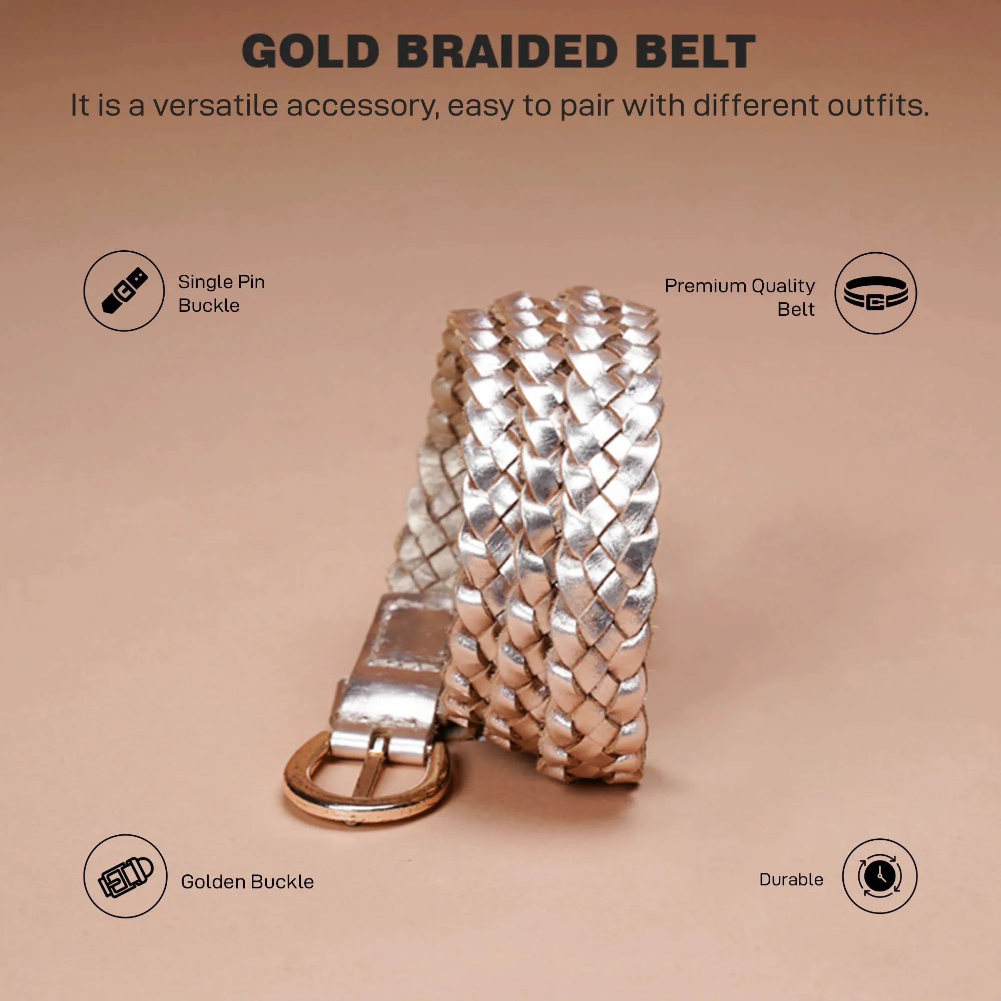 Mode By Red Tape Braided Belt For Women | Classic And Durable