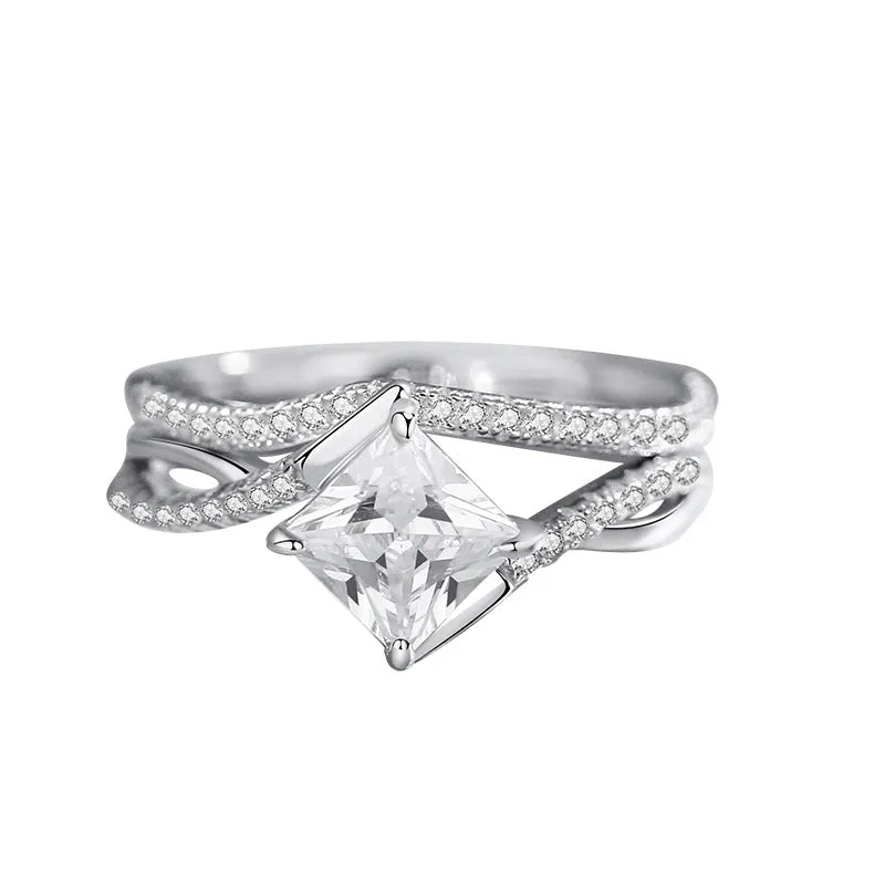 Moissanite diamond ring for women  line micro-paved zircon set ring versatile light luxury ring