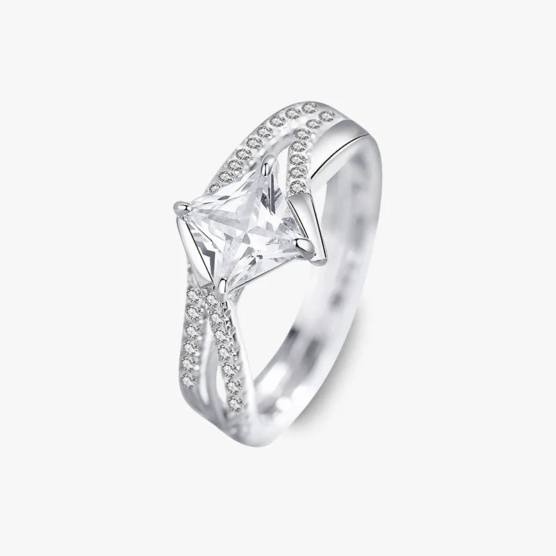 Moissanite diamond ring for women  line micro-paved zircon set ring versatile light luxury ring