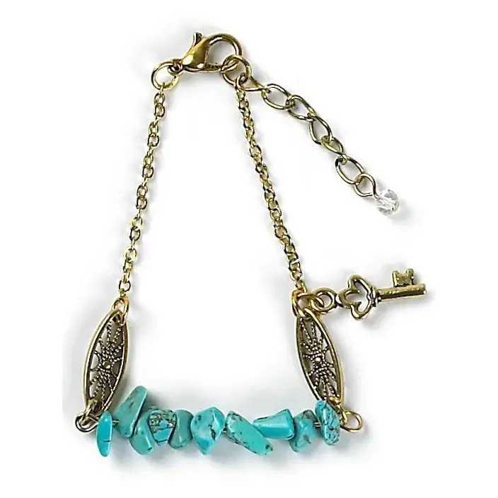 Monarch Natural Stone Turquoise Bracelet with Key Accent