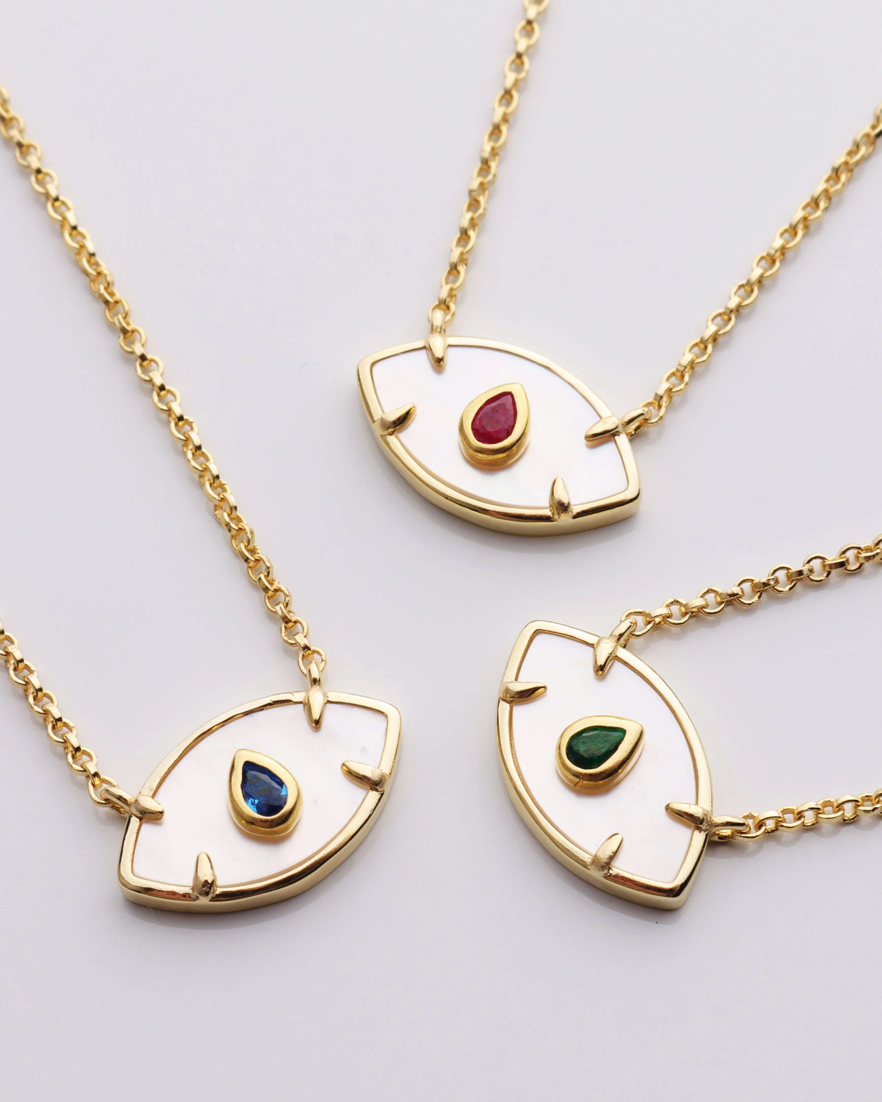 Mother of Pearl Evil Eye Necklace