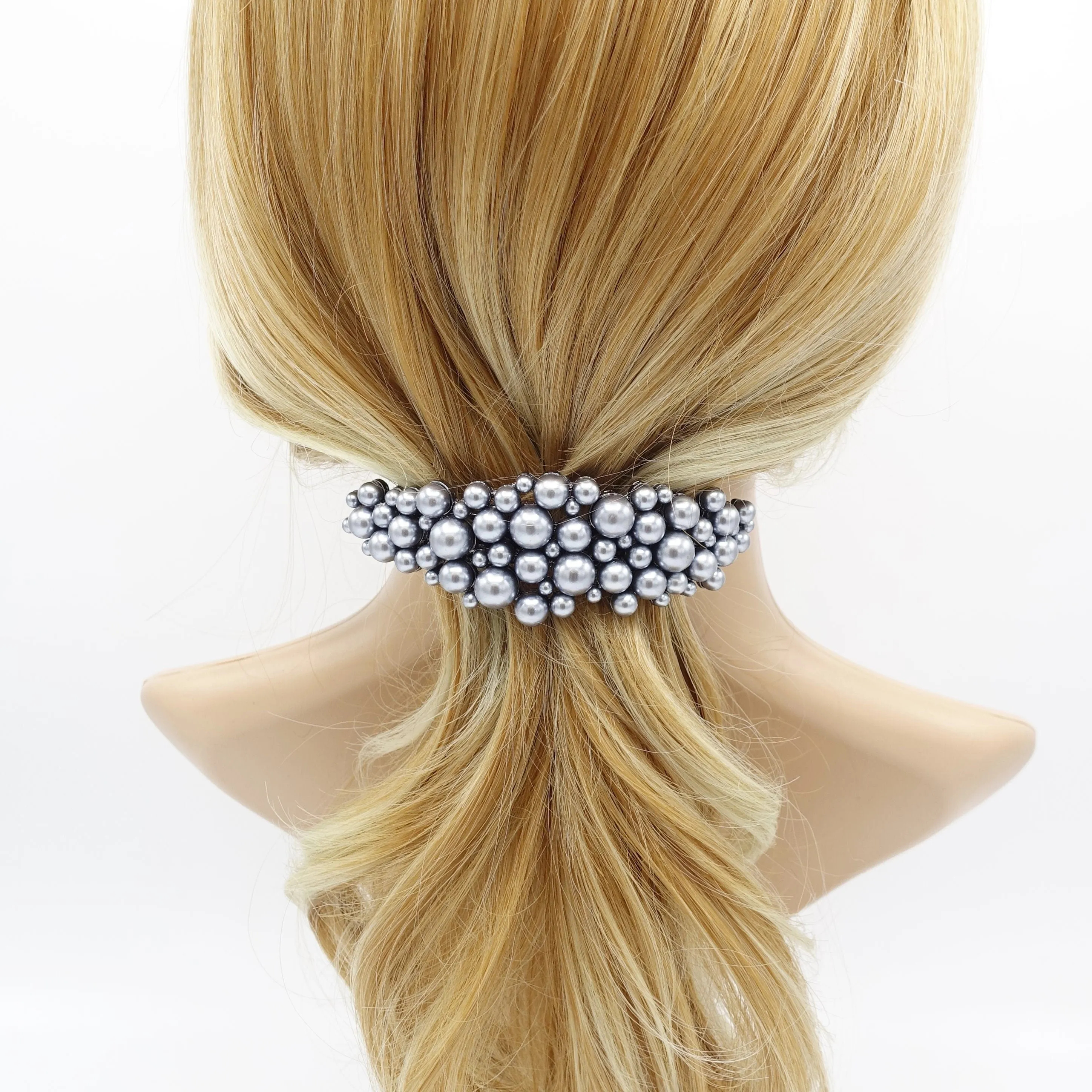 multi size pearl embellished curved french barrette elegant women hair accessory