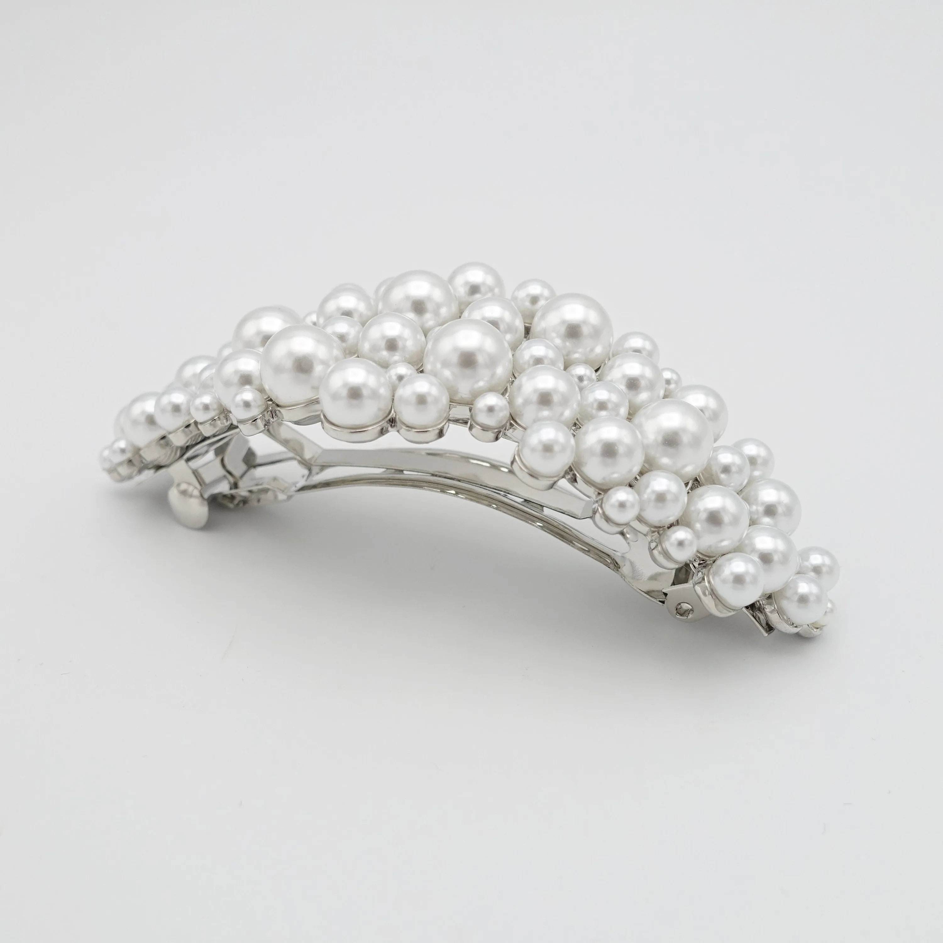 multi size pearl embellished curved french barrette elegant women hair accessory