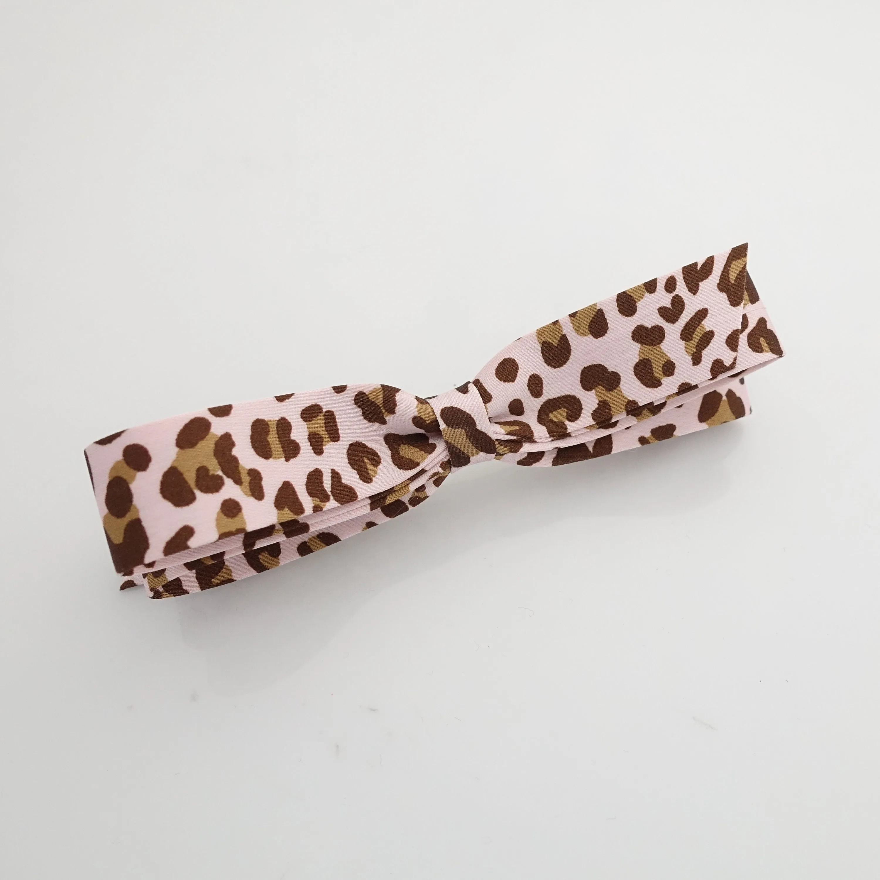 narrow satin hair bow leopard print bow french barrette women hair accessory