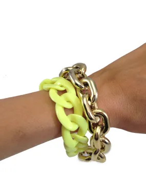 Neon & Gold Layered Chain Bracelet