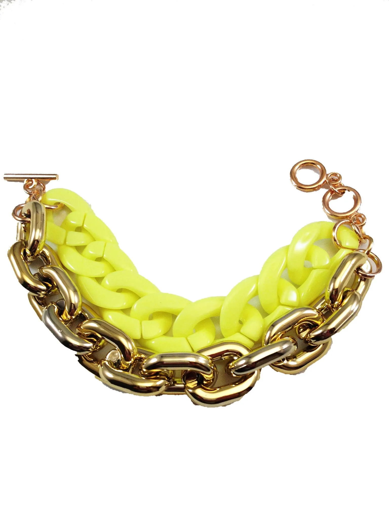 Neon & Gold Layered Chain Bracelet