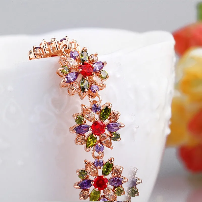 New CZ Bracelet for Women Multi-Color Prong Setting Swiss Zircon Best Gift for Anniversary