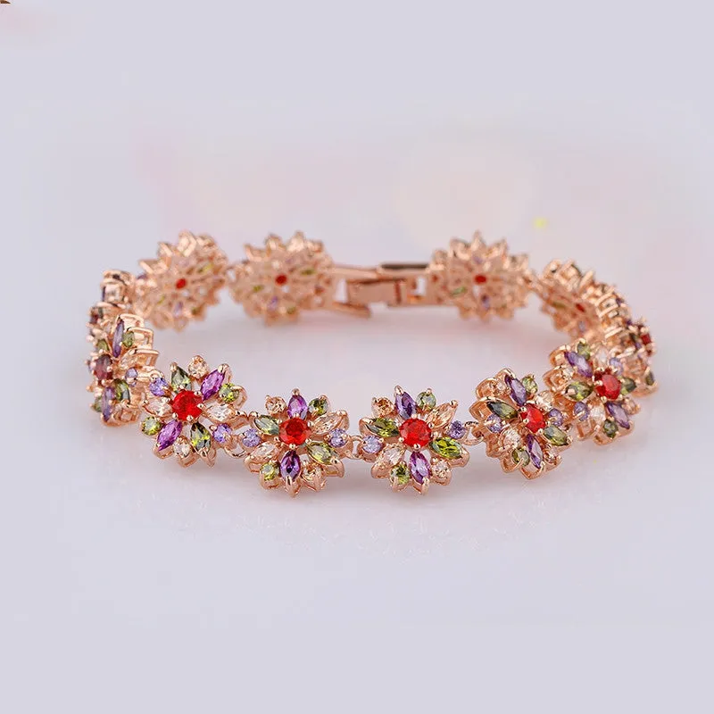 New CZ Bracelet for Women Multi-Color Prong Setting Swiss Zircon Best Gift for Anniversary