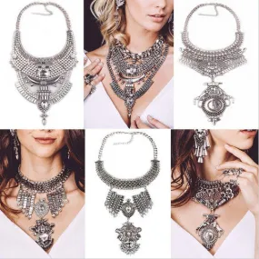 New Fashion Hot Sale Vintage Boho Crystal Collares Statement Necklaces & Pendants Long Choker Maxi Necklaces Women Jewelry