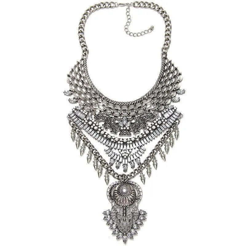 New Fashion Hot Sale Vintage Boho Crystal Collares Statement Necklaces & Pendants Long Choker Maxi Necklaces Women Jewelry