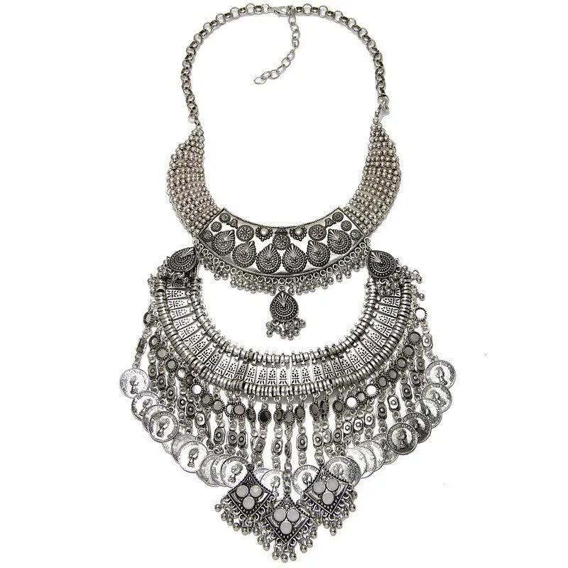 New Fashion Hot Sale Vintage Boho Crystal Collares Statement Necklaces & Pendants Long Choker Maxi Necklaces Women Jewelry