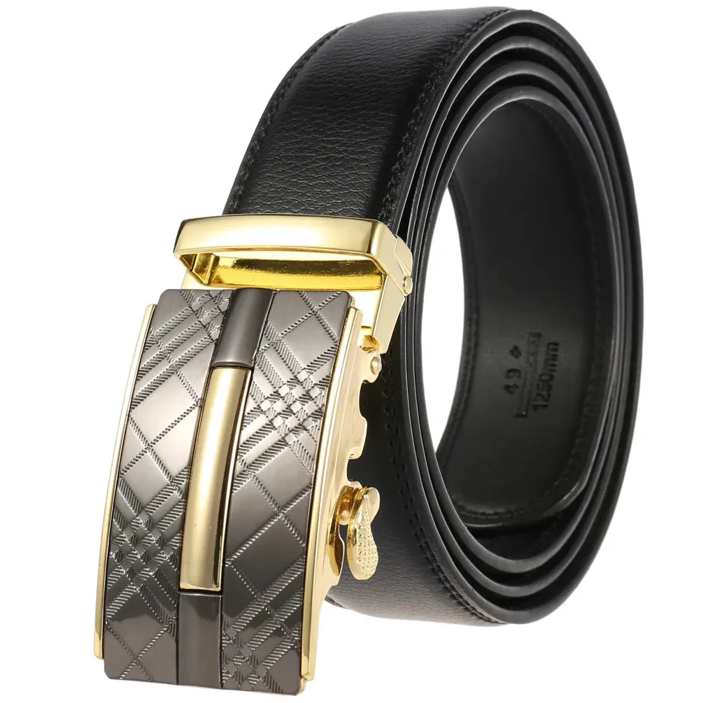 New Men's Belts Metal Automatic Buckle Belt for Men Genuine Leather Luxury Designer Male Belt High Quality Designer Waist Band