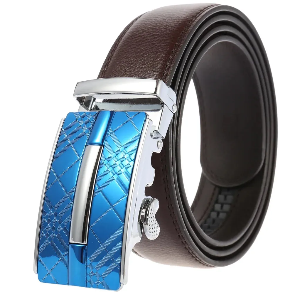 New Men's Belts Metal Automatic Buckle Belt for Men Genuine Leather Luxury Designer Male Belt High Quality Designer Waist Band