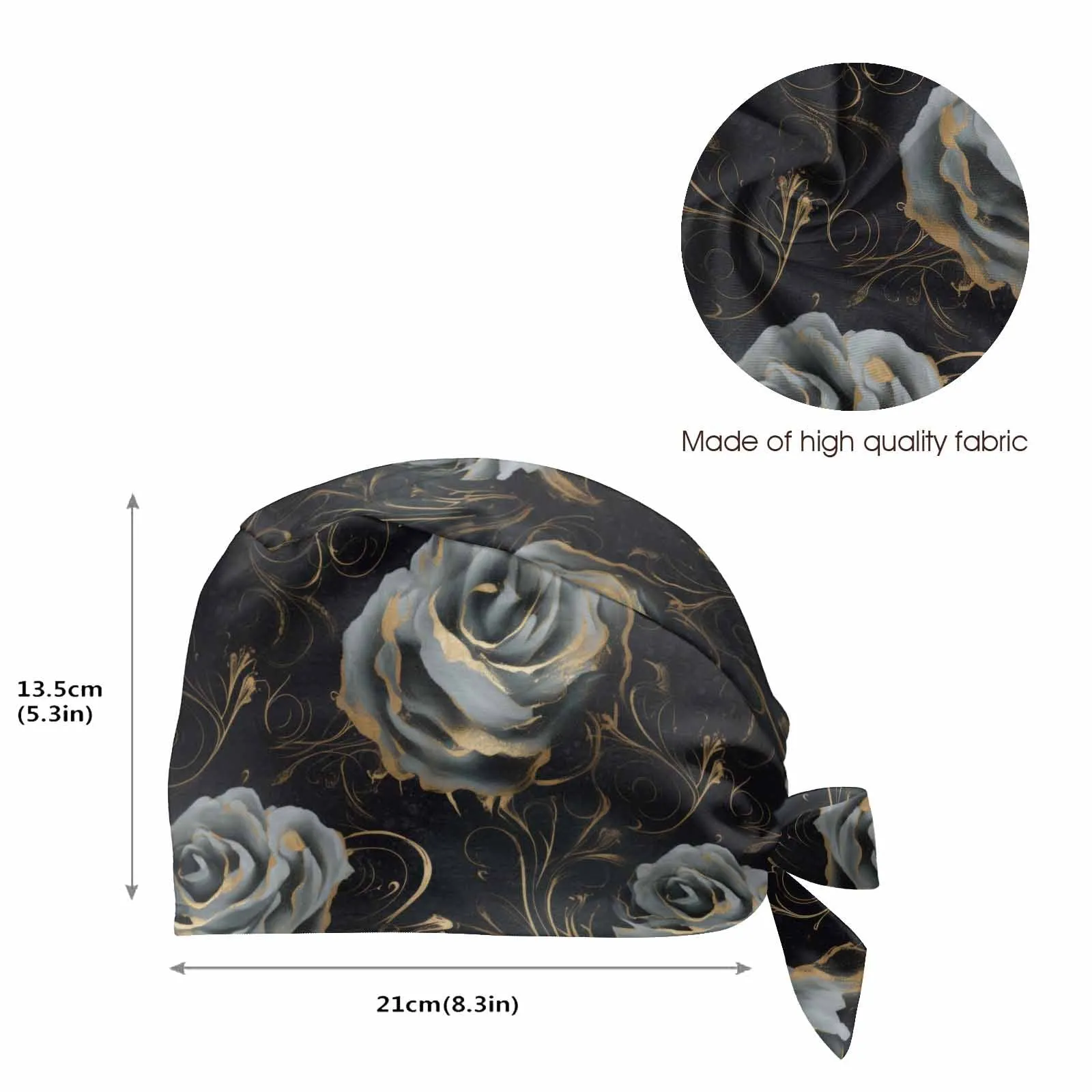 Nurse Scrub Cap Black and Grey Roses  Scrub Cap