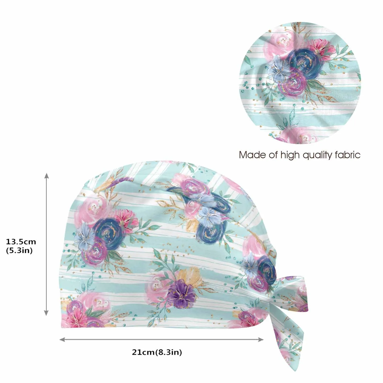 Nurse Scrub Cap Candy Stripe Roses  Scrub Cap