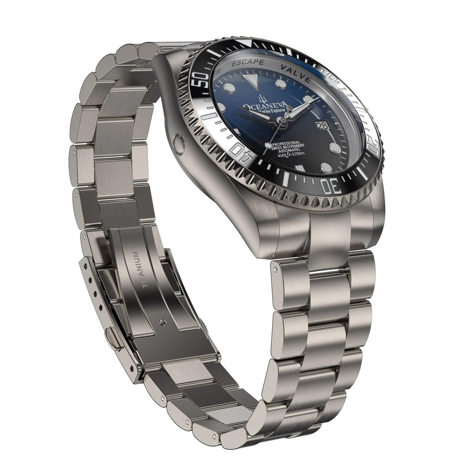 Oceaneva Deep Marine Explorer II1250M Titanium Watch Blue Black