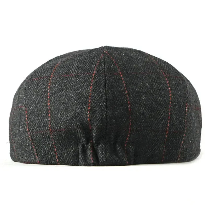 Octagonal Hats Black Autumn Winter Flat Cap