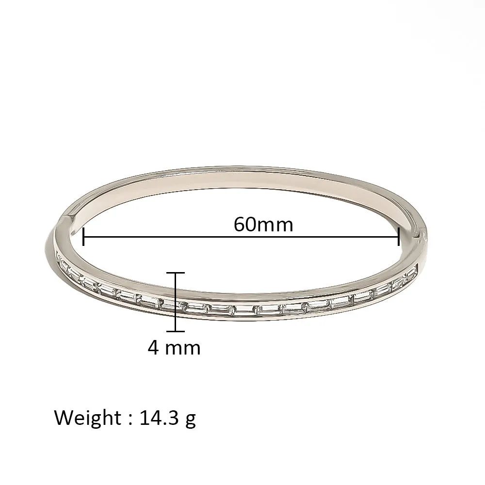 Openable Thin White Zircon Plated Silver Bracelet JLTB0636