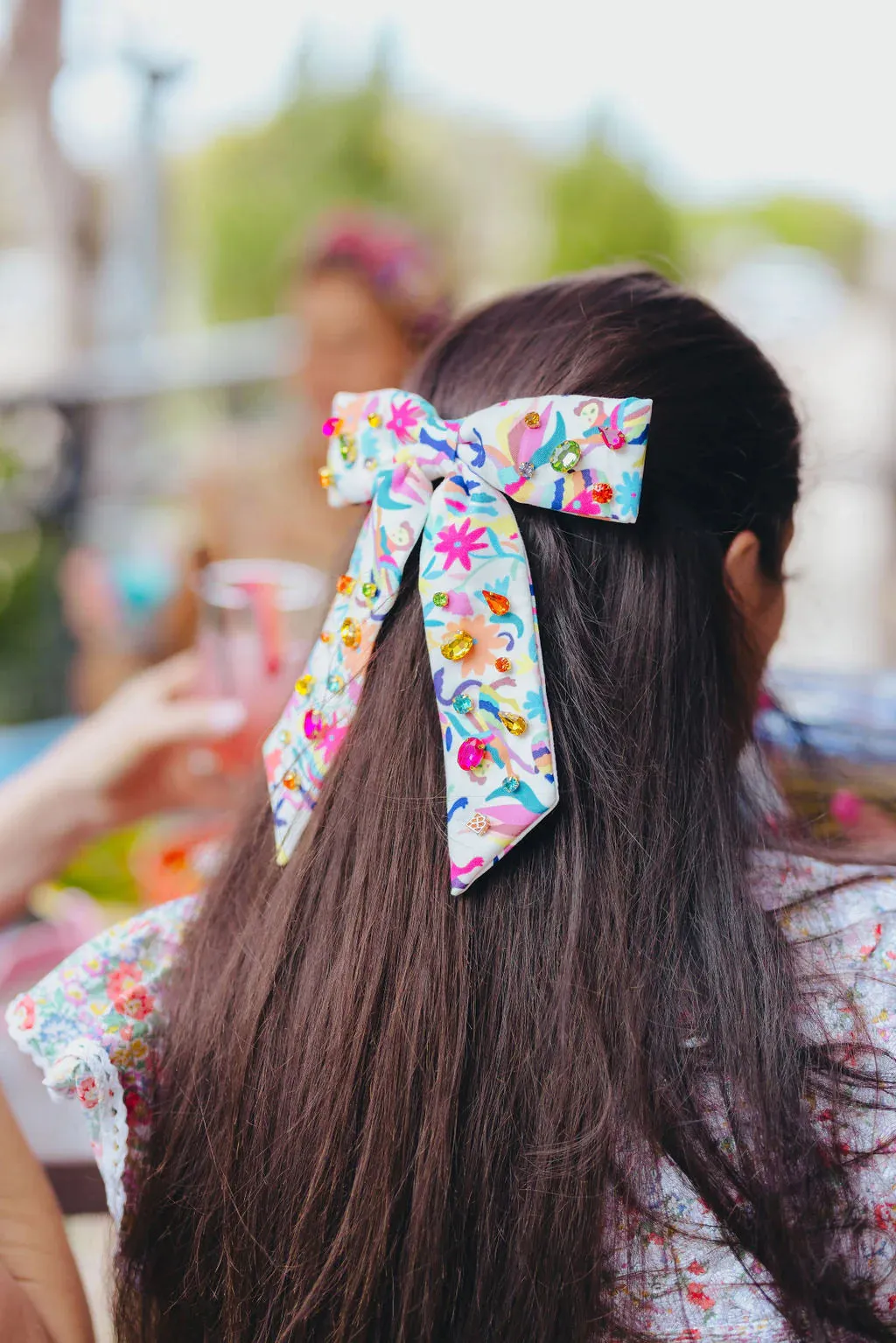 Otomi Print Barrette Bow with Crystals [Brianna Cannon]