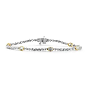 Oval-Cut Diamond Two-Tone Bracelet